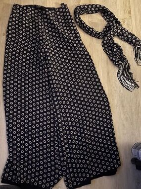 Vintage silk pants and matching scarf set